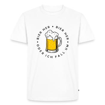 Bees here - Oder ich fall um! - Men's Premium Organic T-Shirt - white - Front - Nico (187cm)