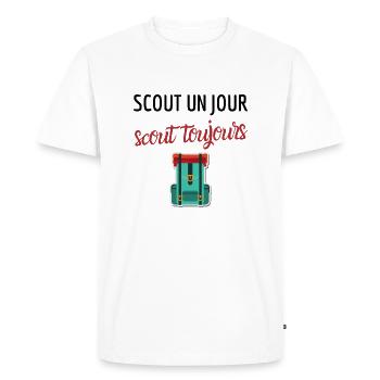 Scout un jour scout toujours - Cadeau Humour drole - T-shirt Premium bio Homme - blanc - Devant - Nico (187cm)