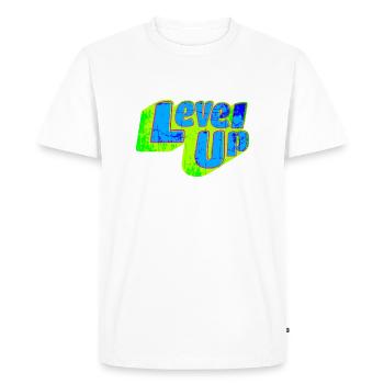 Level Up - Men's Premium Organic T-Shirt - white - Front - Nico (187cm)