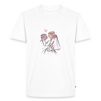 Mariée avec bouquet de mariée - T-shirt Premium bio Homme - blanc - Devant - Nico (187cm)