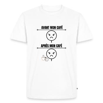 Avant Et Après Mon Café Humour - T-shirt Premium bio Homme - blanc - Devant - Nico (187cm)