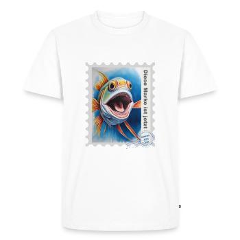 Airbrush illustration "Fish 05" EN - Men's Premium Organic T-Shirt - white - Front - Nico (187cm)
