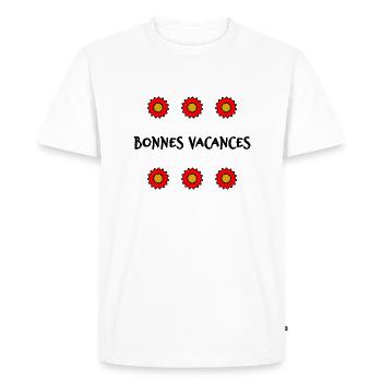 VACANCES. VIVE LES VACANCES. VACANCES. - T-shirt Premium bio Homme - blanc - Devant - Nico (187cm)