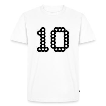 10. 10 ANS. 10e ANNIVERSAIRE. ANNIVERSAIRE 10 ANS. - T-shirt Premium bio Homme - blanc - Devant - Nico (187cm)