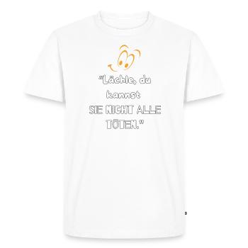 « Sourire et survie » - T-shirt Premium bio Homme - blanc - Devant - Nico (187cm)