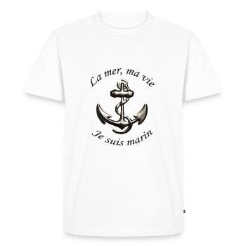La mer, ma vie - T-shirt Premium bio Homme - blanc - Devant - Nico (187cm)