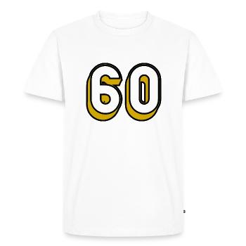 60 ANS. 60e ANNIVERSAIRE. ANNIVERSAIRE 60 ANS. 60 - T-shirt Premium bio Homme - blanc - Devant - Nico (187cm)