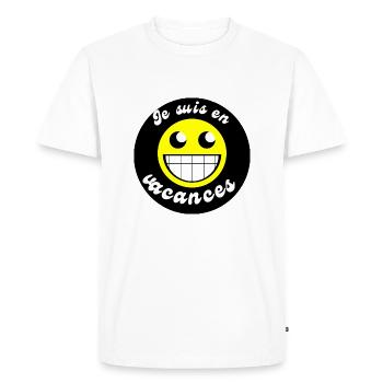 Je suis en vacances - T-shirt Premium bio Homme - blanc - Devant - Nico (187cm)