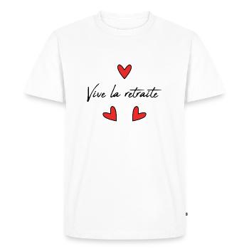 RETRAITE. RETRAITE. RETRAITEE. RETRAITE - T-shirt Premium bio Homme - blanc - Devant - Nico (187cm)