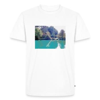 Dessin de Provence - Paysage Fontaine de Vaucluse - T-shirt Premium bio Homme - blanc - Devant - Nico (187cm)