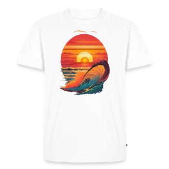 retro sunset and waves - Men's Premium Organic T-Shirt - white - Front - Nico (187cm)