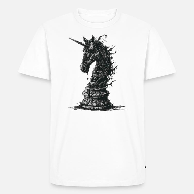 Springer Schach Pferd - Männer Premium Bio T-Shirt - Weiß