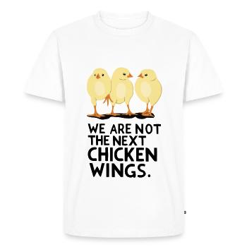 Nous ne sommes pas les prochaines Ailes de poulet - T-shirt Premium bio Homme - blanc - Devant - Nico (187cm)