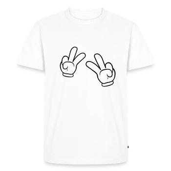 Comic Hands Peace Sign - Men's Premium Organic T-Shirt - white - Front - Nico (187cm)