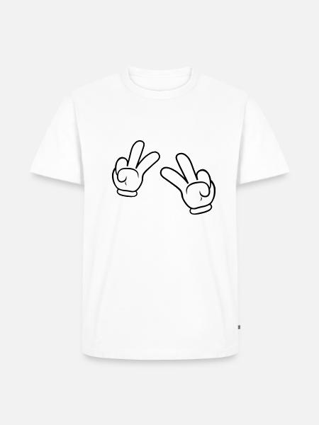 Comic Hands Peace Sign - Männer Premium Bio T-Shirt - Weiß