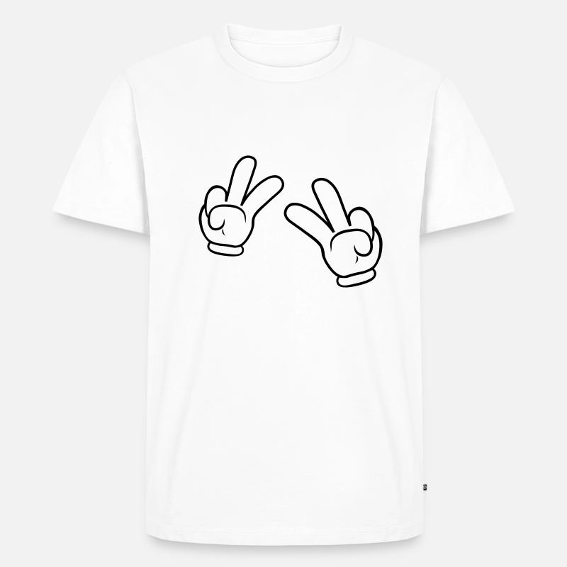 Comic Hands Peace Sign - T-shirt Premium bio Homme - blanc