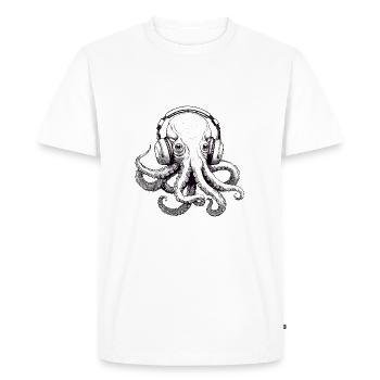 Octopus avec écouteurs - T-shirt Premium bio Homme - blanc - Devant - Nico (187cm)
