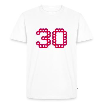 30. 30 ANS. 30e ANNIVERSAIRE. ANNIVERSAIRE 30 ANS. - T-shirt Premium bio Homme - blanc - Devant - Nico (187cm)