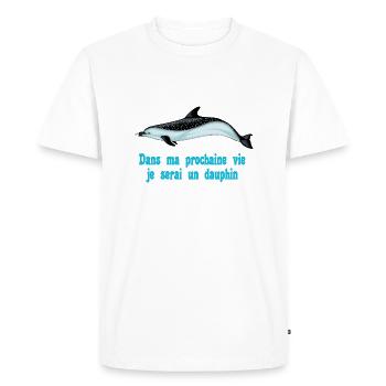 je serai un dauphin - T-shirt Premium bio Homme - blanc - Devant - Nico (187cm)