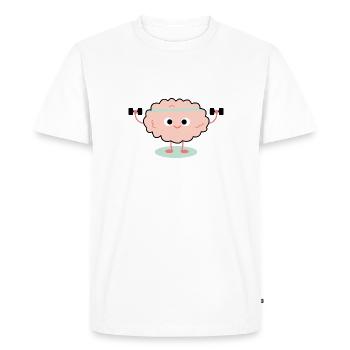 Brain Training | Fitness, dumbbell, funny sayings - Men's Premium Organic T-Shirt - white - Front - Nico (187cm)