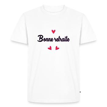 RETRAITE. RETRAITE. RETRAITEE. RETRAITE - T-shirt Premium bio Homme - blanc - Devant - Nico (187cm)