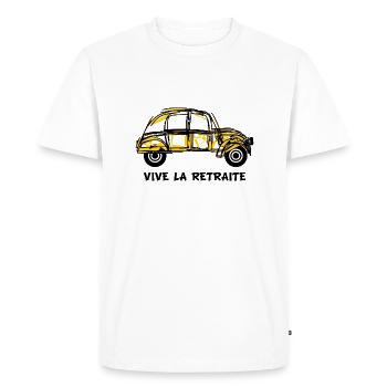 BONNE RETRAITE. JOYEUSE RETRAITE. VIVE LA RETRAITE - T-shirt Premium bio Homme - blanc - Devant - Nico (187cm)