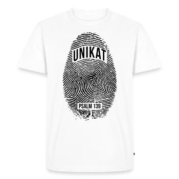 unique - Men's Premium Organic T-Shirt - white - Front - Nico (187cm)