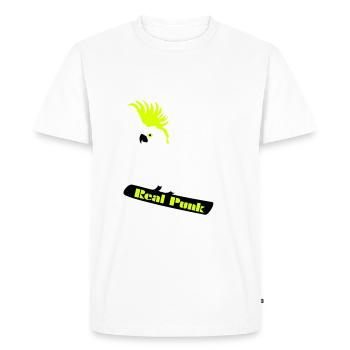Real Punk, cockatoo, parrot, bird - Men's Premium Organic T-Shirt - white - Front - Nico (187cm)