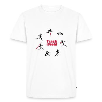 Track & Field, Heptathlon - Men's Premium Organic T-Shirt - white - Front - Nico (187cm)