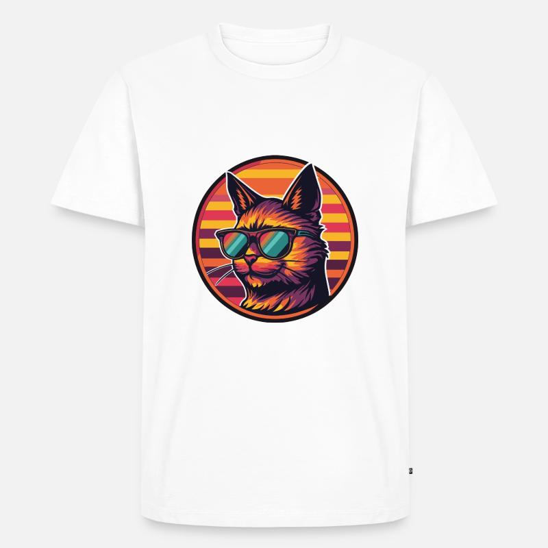 Katze Comic Cool Sommer - Männer Premium Bio T-Shirt - Weiß