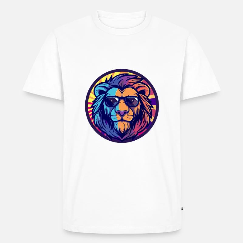 Löwe Comic Cool Sommer - Männer Premium Bio T-Shirt - Weiß