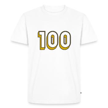 100. 100 ANS. 100e ANNIVERSAIRE. ANNIVERSAIRE - T-shirt Premium bio Homme - blanc - Devant - Nico (187cm)