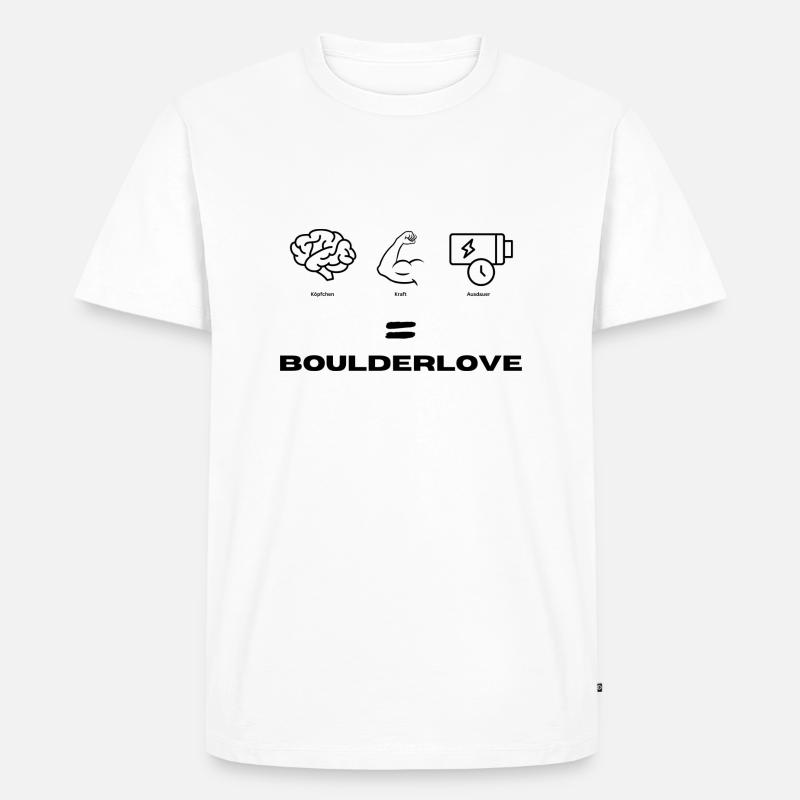Köpfchen Kraft Ausdauer Boulder Tshirt - Männer Premium Bio T-Shirt - Weiß