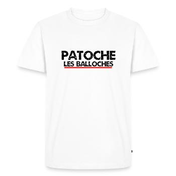 patoche les balloches - T-shirt Premium bio Homme - blanc - Devant - Nico (187cm)