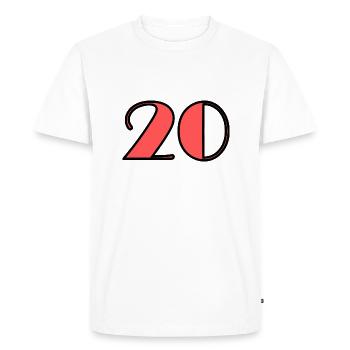 20 ANS,20e ANNIVERSAIRE,ANNIVERSAIRE 20 ANS,20 - T-shirt Premium bio Homme - blanc - Devant - Nico (187cm)