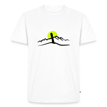 Snowboard, Mountains and Sun - Men's Premium Organic T-Shirt - white - Front - Nico (187cm)