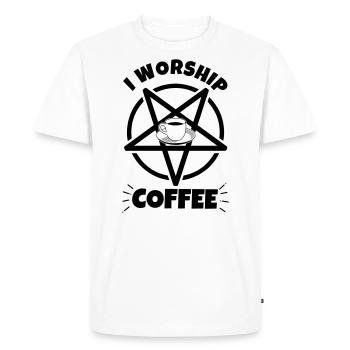 Café dicton drôle: J’adore le café - T-shirt Premium bio Homme - blanc - Devant - Nico (187cm)