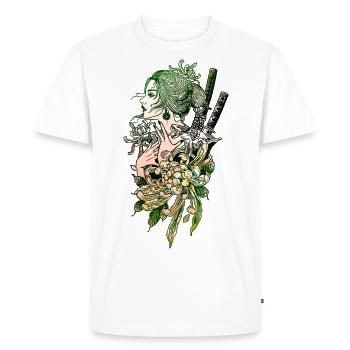 Épée de Geisha Japonaise Guerrier Samouraï 111 - T-shirt Premium bio Homme - blanc - Devant - Nico (187cm)