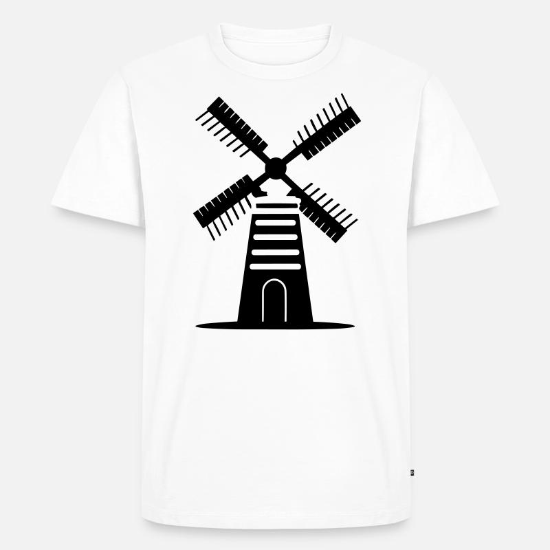Windmühle - Männer Premium Bio T-Shirt - Weiß