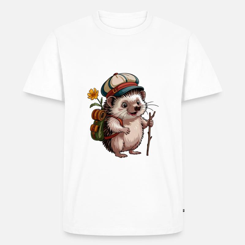 Igel mit Rucksack auf Wanderschaft - Männer Premium Bio T-Shirt - Weiß