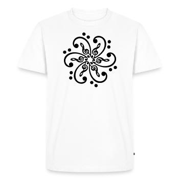 Basse & clef de sol, musique mandala, note, treble - T-shirt Premium bio Homme - blanc - Devant - Nico (187cm)