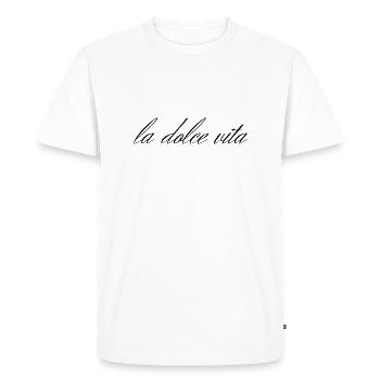 La Dolce Vita – Le mode de vie à l’italienne - T-shirt Premium bio Homme - blanc - Devant - Nico (187cm)