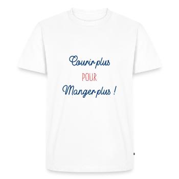 Courir plus pour manger plus ! * courir humour * - T-shirt Premium bio Homme - blanc - Devant - Nico (187cm)