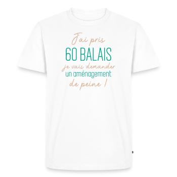 60 ans anniversaire - T-shirt Premium bio Homme - blanc - Devant - Nico (187cm)