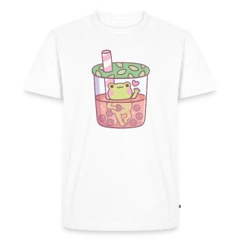 Mignonne grenouille dans une tasse de thé à bulles - T-shirt Premium bio Homme - blanc - Devant - Nico (187cm)