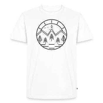 Lineart Schneeberg Fichtelgebirge Bäume Berge - Männer Premium Bio T-Shirt - Weiß - Vorne - Nico (187cm)