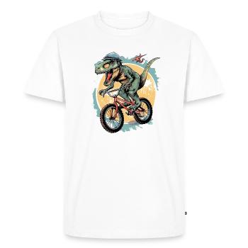 Trex Ride a Bike - T-Rex - Dinosaur - Dino Bike - Men's Premium Organic T-Shirt - white - Front - Nico (187cm)