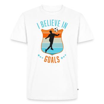 Mantra des buts de football - T-shirt Premium bio Homme - blanc - Devant - Nico (187cm)