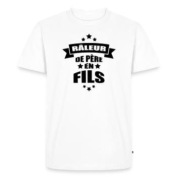 râleur de père en fils - T-shirt Premium bio Homme - blanc - Devant - Nico (187cm)