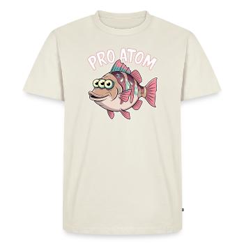Pro Atom - Fisch - Männer Premium Bio T-Shirt - Naturweiß - Vorne - Nico (187cm)